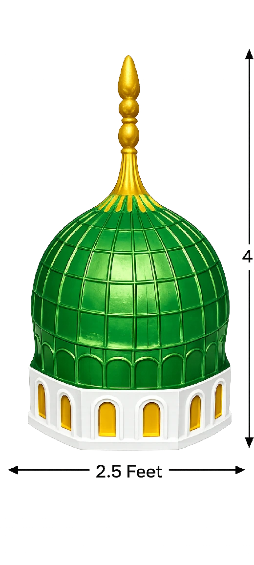 4 feet green and gold RCC Gumbad for Masjid