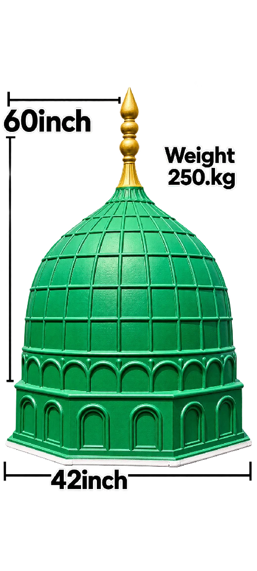 5 feet green RCC gumbad with gold finial for masjid